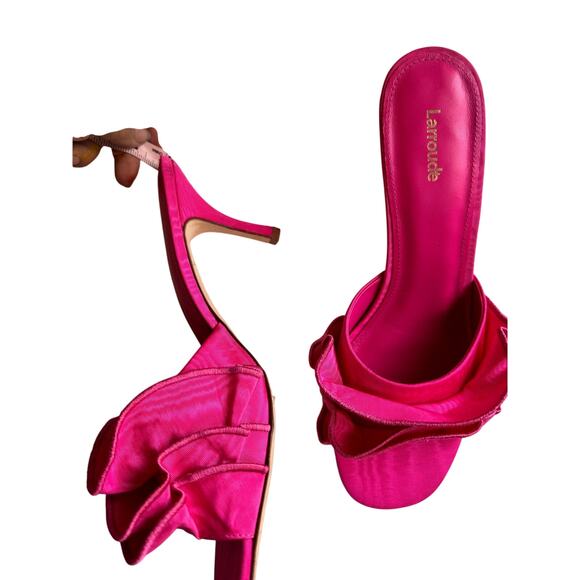 Larroudé Colette Ruffle Slide Sandal Magenta Pink Women’s Size 11 - Picture 9 of 12